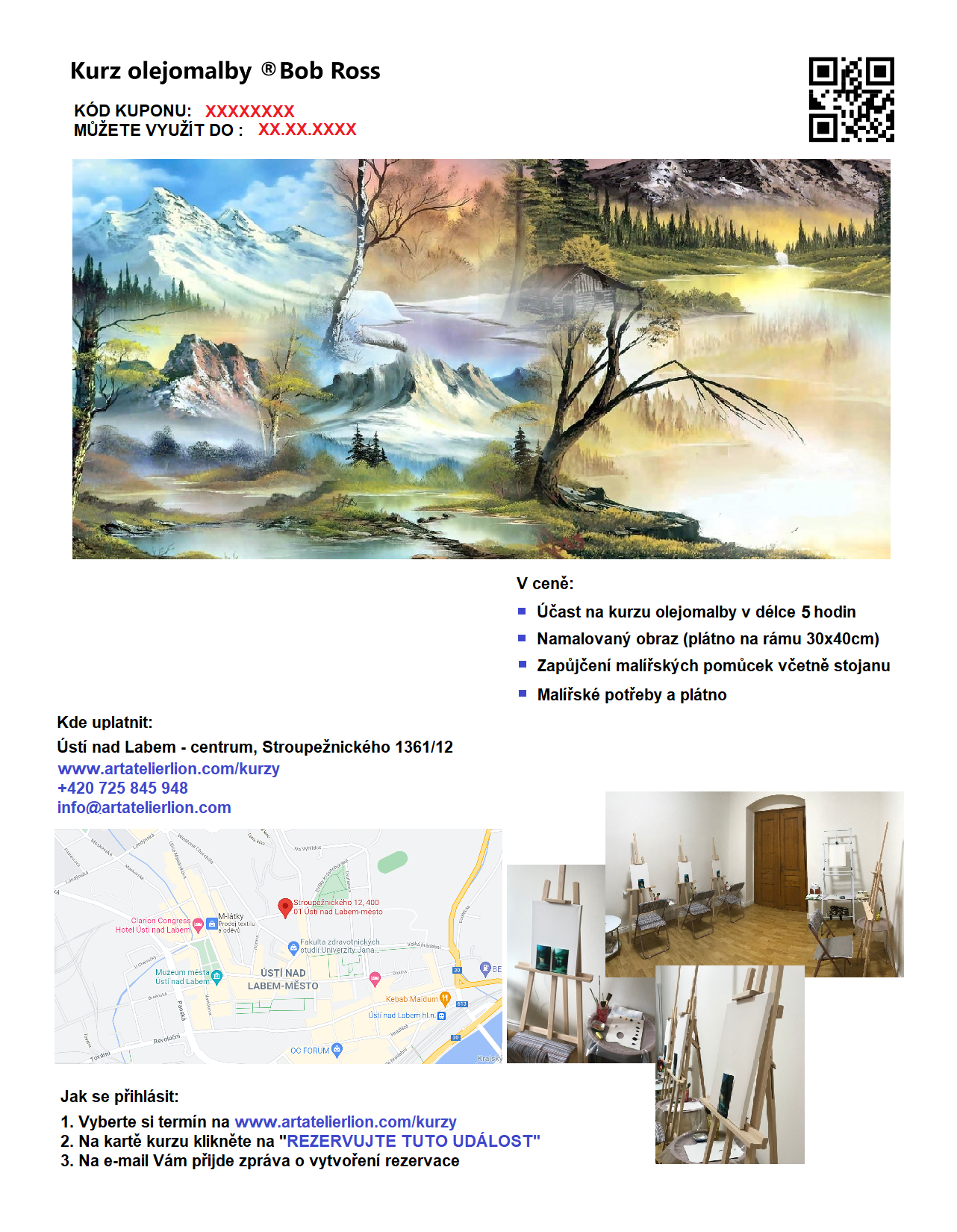 DÁRKOVÝ POUKAZ <br>KURZ OLEJOMALBY BOB ROSS - Ústí nad Labem